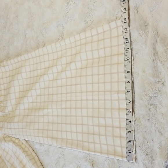 Anthropologie Elevenses Pants Womens Size 10 Wide Leg Cream Plaid Linen - Picture 12 of 14